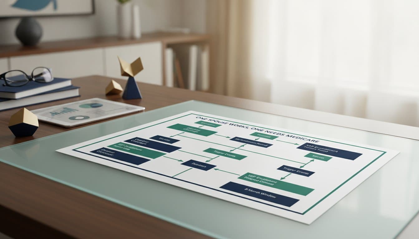 Medicare Part B SEP: One Spouse Works, One Needs Medicare Decision Flowchart — Special Enrollment Period